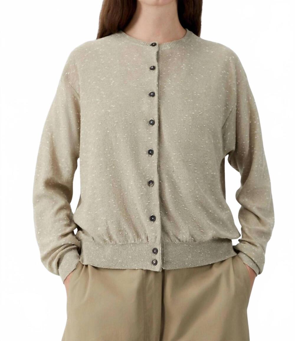 NEW CORDERA linen and cotton flecked cardigan in beige